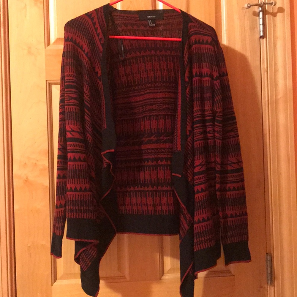 Red and black cardigan